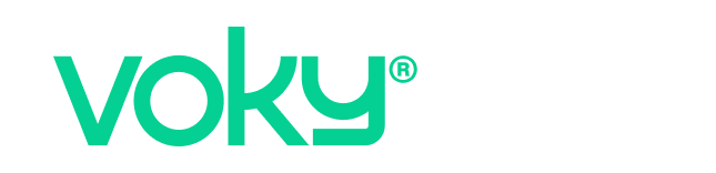 "Voky: Brand Merch Made Easy" logo i vårfärgad grön